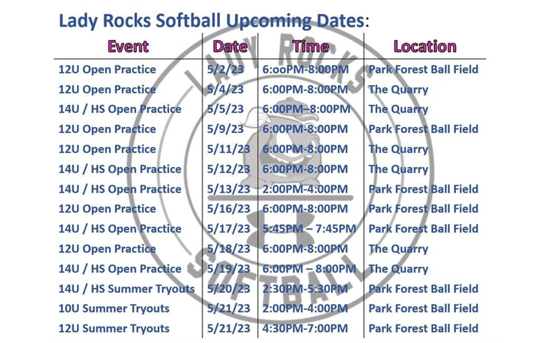Summer 2023 12U, 14U, and HS Open Practice and Tryouts